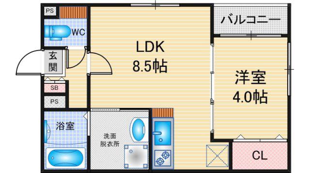 ROYAL FLATS 鳴海(1LDK/1階)の間取り写真