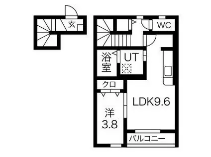 クリスタル(1LDK/2階)の間取り写真