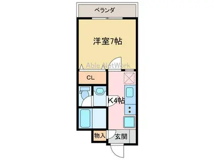 クレセントハイム(1K/1階)の間取り写真