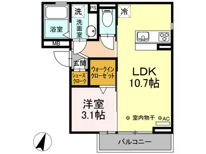 コートI(1LDK/3階)の間取り写真