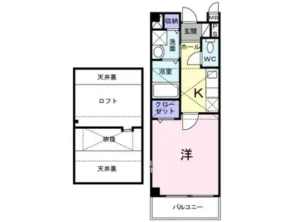 リオ・リヴァージュ(1K/2階)の間取り写真