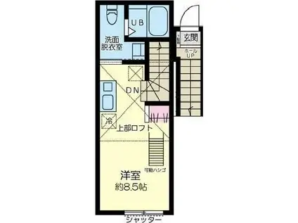 シャテーニュ東林間(ワンルーム/2階)の間取り写真