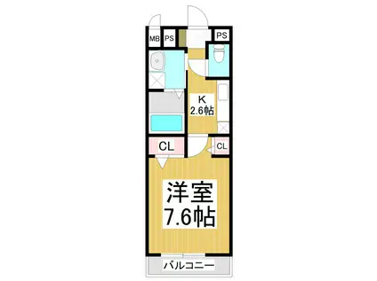 コンチェストIII稲葉(1K/2階)の間取り写真