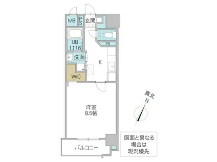 LEGABENE柏の葉(1K/1階)の間取り写真