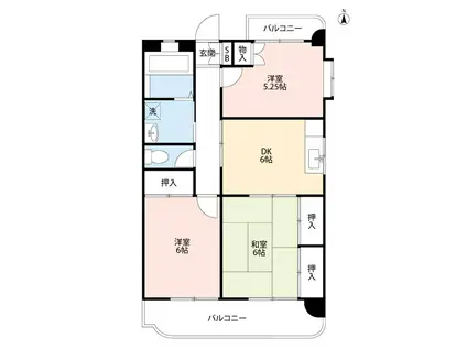 ブルームパレス(3DK/3階)の間取り写真