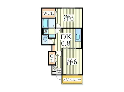 ブローテ大井A(2DK/1階)の間取り写真