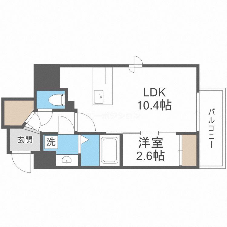 AFFLUENCE難波イースト(1LDK/9階)の間取り写真