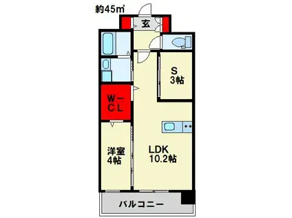 インクレイス門司(2LDK/4階)の間取り写真