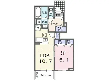 フルール・ド・リス II(1LDK/1階)の間取り写真