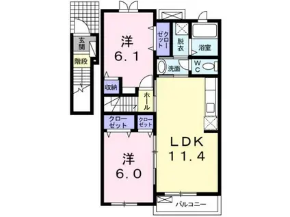 グリーンヒルズ(2LDK/2階)の間取り写真