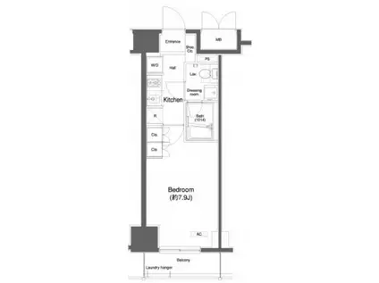 プラウドフラット白金高輪(1K/5階)の間取り写真