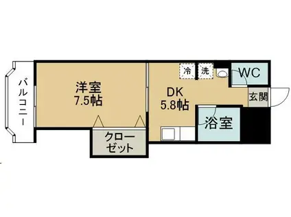 アーバンハイツ福住III(1DK/1階)の間取り写真