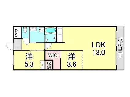 イプシロンC棟(1LDK/4階)の間取り写真