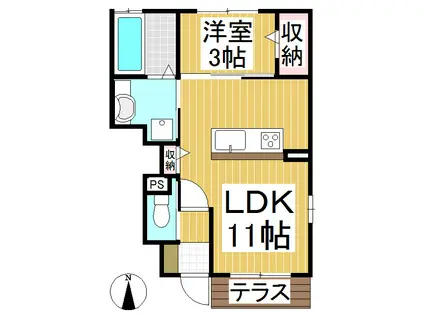 エレガンテ・カーサ(1LDK/1階)の間取り写真