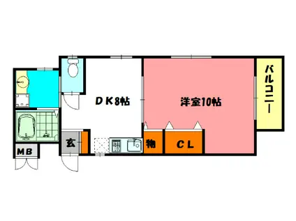 PISTA魚住(1DK/2階)の間取り写真