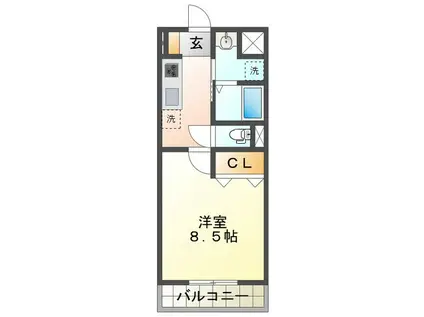 GRAND OCEAN(1K/2階)の間取り写真