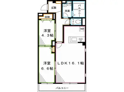 メゾンMUME(2LDK/2階)の間取り写真