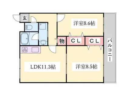 ハイツ西町(2LDK/1階)の間取り写真