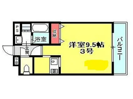 アンブラッセ新検見川(1K/6階)の間取り写真