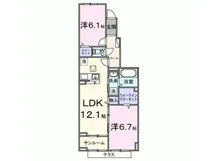 サンライズ(2LDK/1階)の間取り写真