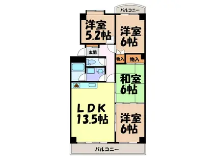 三豊マンション瑞穂(4LDK/1階)の間取り写真
