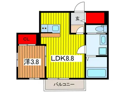 CALICOときわ(1LDK/3階)の間取り写真