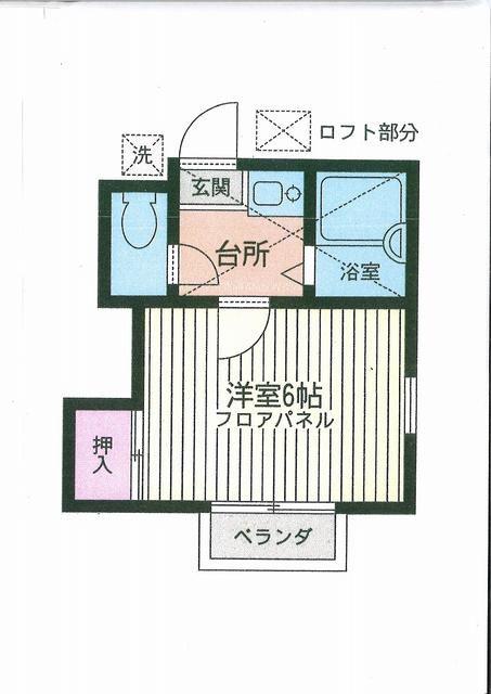 ドミール華(1K/2階)の間取り写真