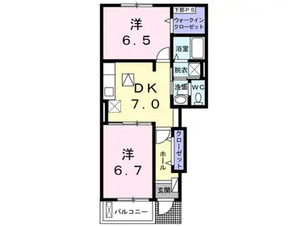 カルム エレガンス(2DK/1階)の間取り写真