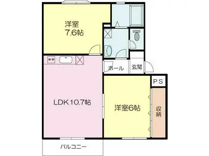 パインウッド(2LDK/1階)の間取り写真