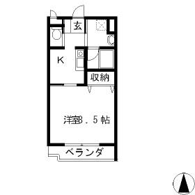 サウスグリーン(1K/3階)の間取り写真