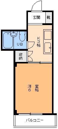 土居ビル(1K/2階)の間取り写真