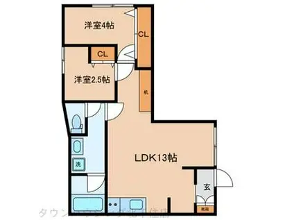 オプサス西新井(2LDK/1階)の間取り写真