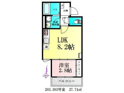 BAU宮町2号棟(1LDK/2階)の間取り写真