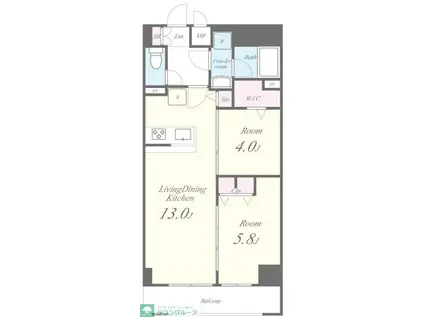 JPT RESIDENCE(2LDK/11階)の間取り写真