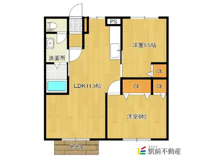 プレジデントハイツ平原(2LDK/1階)の間取り写真