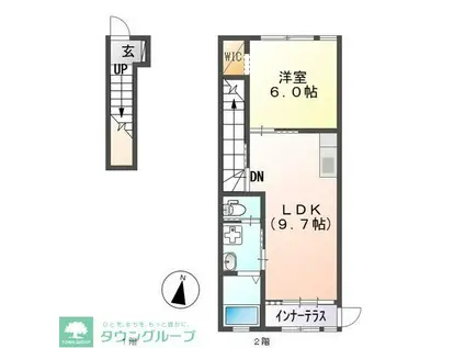 ヴィラ・ソレイユ B(1LDK/2階)の間取り写真