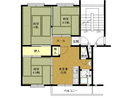 兵庫県公社 伊丹鴻池9B号棟(3DK/3階)の間取り写真