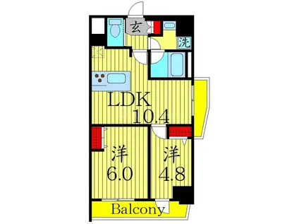 ティモーネプレミアムノルド亀戸(2LDK/2階)の間取り写真