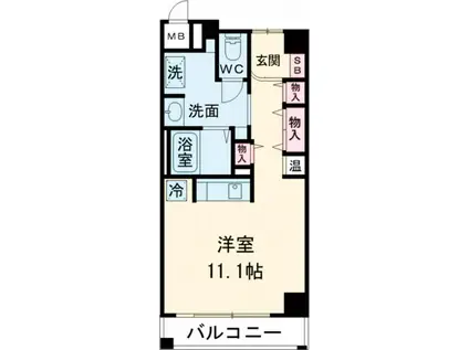 ベルアンジュ奈良(1K/5階)の間取り写真