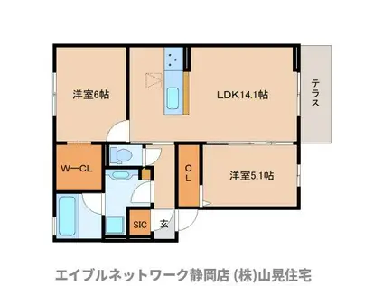 恵比寿の森(2LDK/1階)の間取り写真