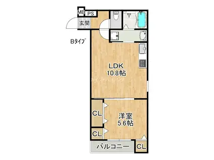 フジパレス泉佐野(1LDK/1階)の間取り写真