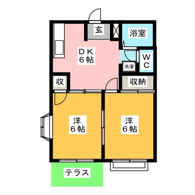 ウッディハイツ(2DK/1階)の間取り写真
