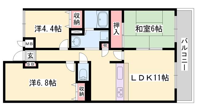 露風館 Aタイプ(3LDK/5階)の間取り写真