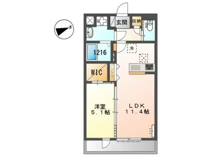 カーサ クラージュ(1LDK/1階)の間取り写真