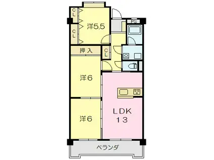 サクシード(3LDK/2階)の間取り写真
