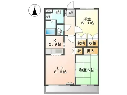 ファミリーパレス1番館(2LDK/1階)の間取り写真