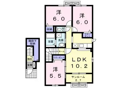 グラン・ノワールII(3LDK/2階)の間取り写真