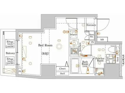 ラフィスタ板橋区役所前(1K/3階)の間取り写真