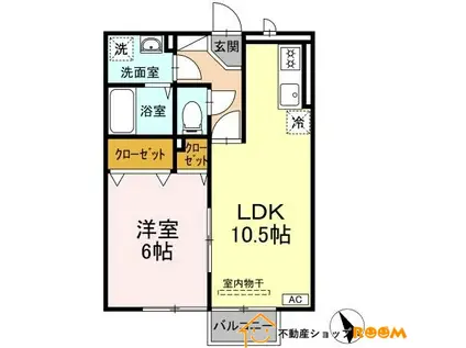セゾン フィールド(1LDK/2階)の間取り写真