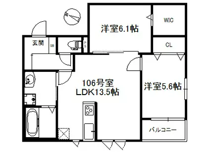 ステラ師吉 697(2LDK/1階)の間取り写真